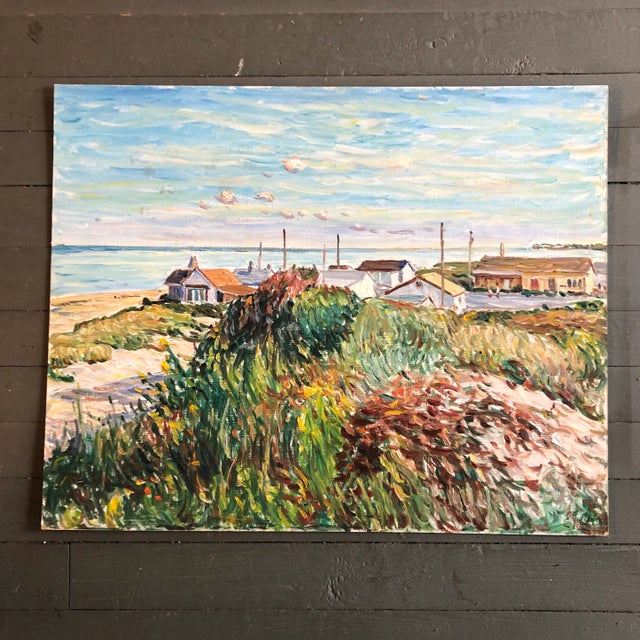 Wood Original Contemporary Impressionist Painting “On the Dunes” Seascape Signed For Sale - Image 7 of 7
