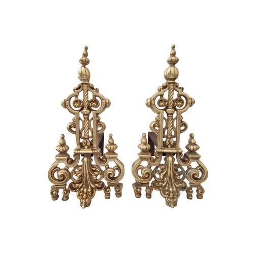19th Century French Brass Fireplace Chenets, Set of 2 For Sale - Image 11 of 11