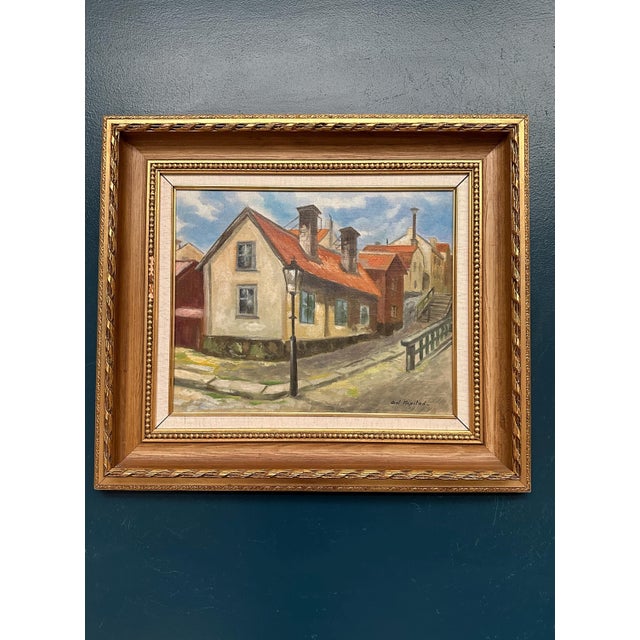 Axel Nipsted, Town, 1960s, Oil on Canvas, Framed For Sale - Image 6 of 10