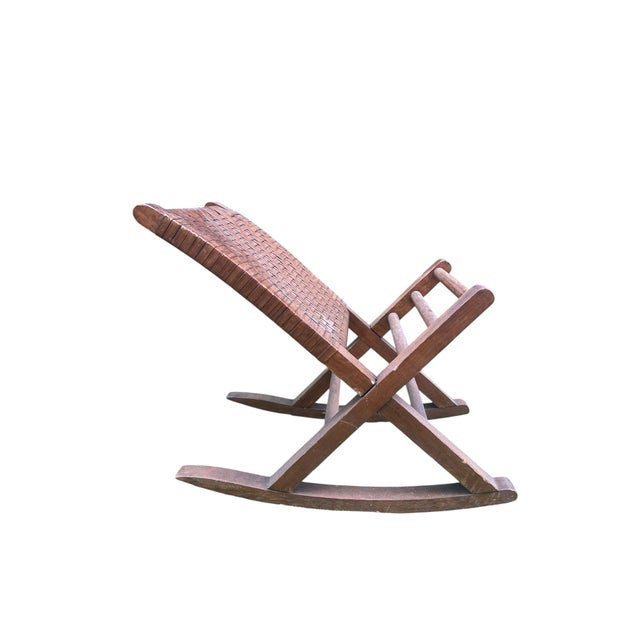 Arts & Crafts Mid-20th Century Woven Split Reed Gout Rocker or Footrest For Sale - Image 3 of 11