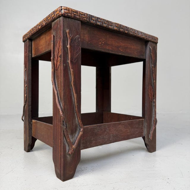 Japanese Decorative Stool with Organic Details, 1950s For Sale - Image 4 of 11