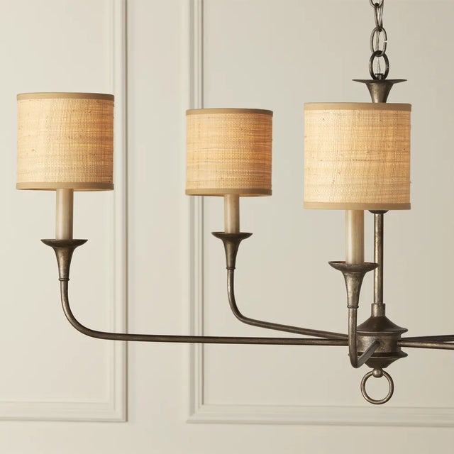 Currey & Company Currey & Company Natural Grasscloth Drum Chandelier Shade For Sale - Image 4 of 6