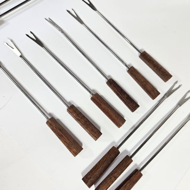 Mid-Century Walnut Fondue Sticks- Set of Twelve For Sale - Image 13 of 16