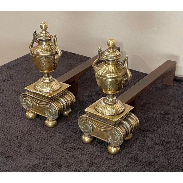 Mid 19th Century Brass Andirons, of Proportions - a Pair For Sale - Image 9 of 13