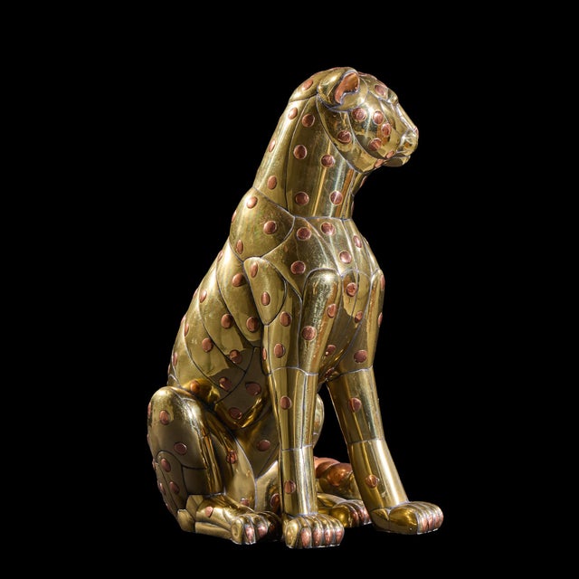 Metal Carlos Del Conde Mid Century Welded Brass Leopard Cat Signed Sculpture For Sale - Image 7 of 9