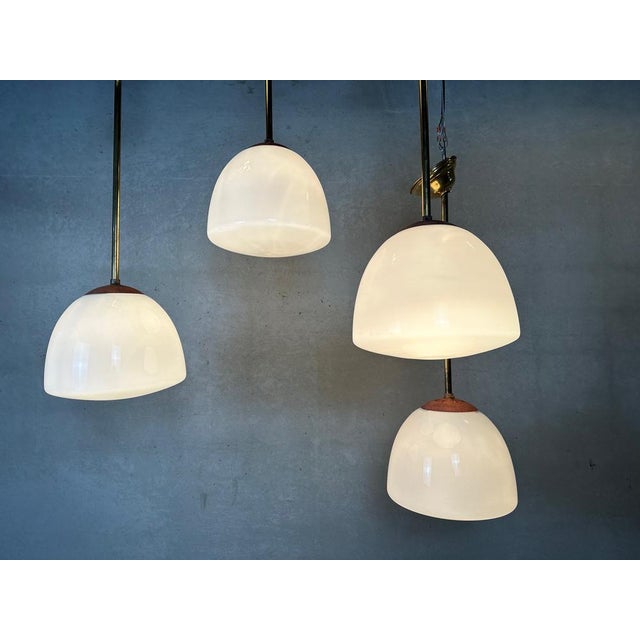 Art Deco Monastery/School Pendant Lamp in Opaline and Brass For Sale - Image 4 of 18