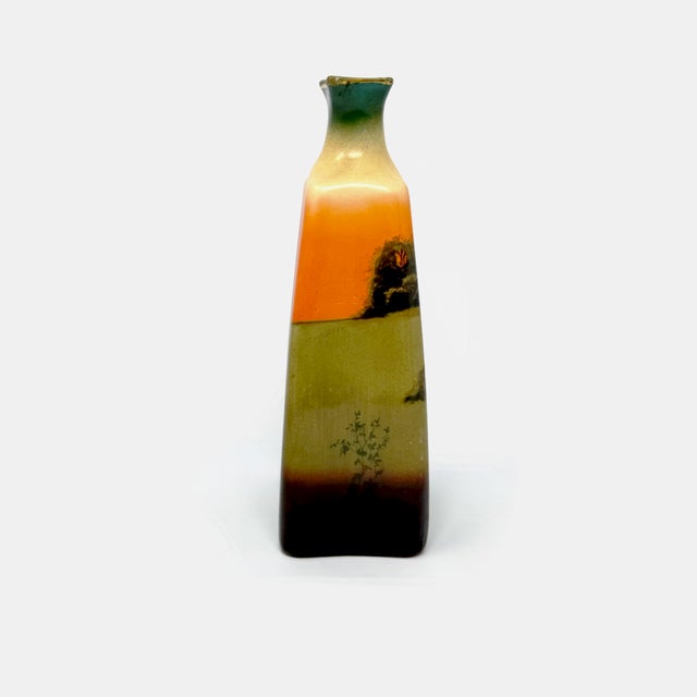 Vintage Robert Hanke Rh Austria Pottery Vase Cattle Landscape Scenic Sunset For Sale - Image 4 of 8