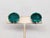 Trifari Vintage 1950s Signed Crown Trifari Round Flawed Faux-Emerald Clip Earrings-2 Pieces For Sale - Image 4 of 11