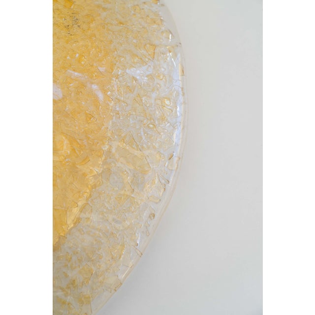 Glass Clear and Golden Murano Glass Flush Mount with Brass Base from Sylcom Lighting, 1990s For Sale - Image 7 of 18