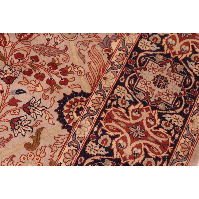 Shabby Chic Floral 1990's Pak-Persian Taupe/Blue Wool Rug - 6'2'' X 9'4'' For Sale - Image 4 of 9