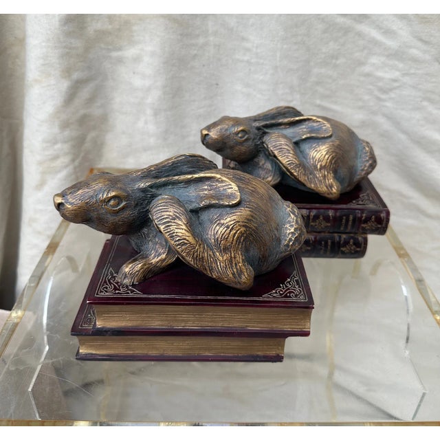 Super Cute Bunny Bookends, perfect seasonal item to display on bookshelf or mantel. Heavy in weight. 7in w x 5.25in h x...