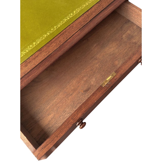 English Diminutive Writing Table or Desk of Walnut With Inset Leather Top For Sale - Image 11 of 14