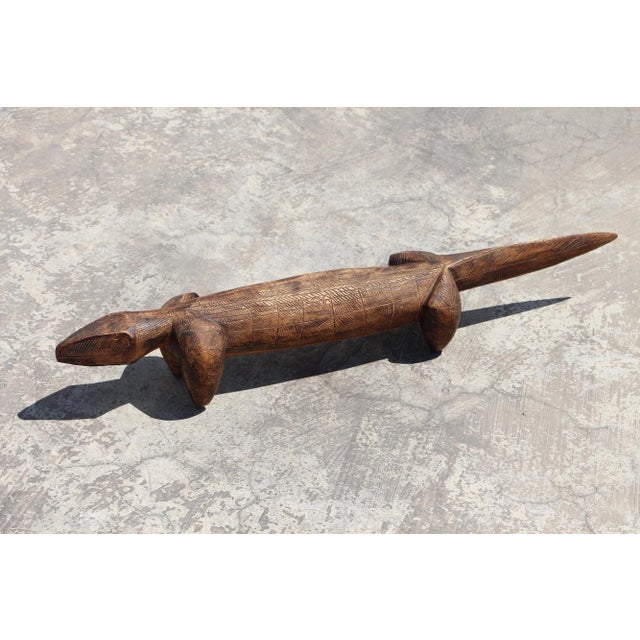 Tribal 1940s Angola Large Life-Size Lizard With Scarifications For Sale - Image 3 of 13