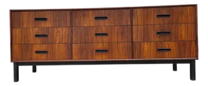 1970s Danish Modern Rosewood Dresser Chest of Drawers Sideboard Console