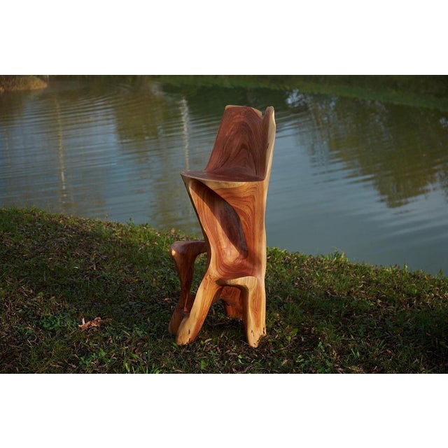 Makha Wood Sculptural Bar Chair by Logniture For Sale - Image 6 of 16