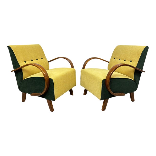 Duocolor Lounge Chairs by Jindřich Halabala, 1930s, Set of 2 For Sale
