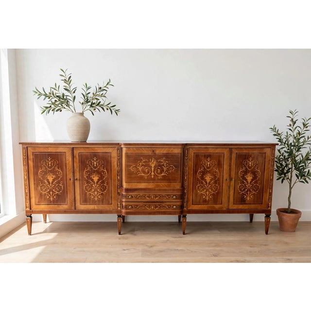 20th Century Inlaid Sideboard with Bar Compartment and Drawers, 1890s For Sale - Image 10 of 10