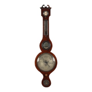 Antique 19th Century English Mahogany Wheel Barometer For Sale