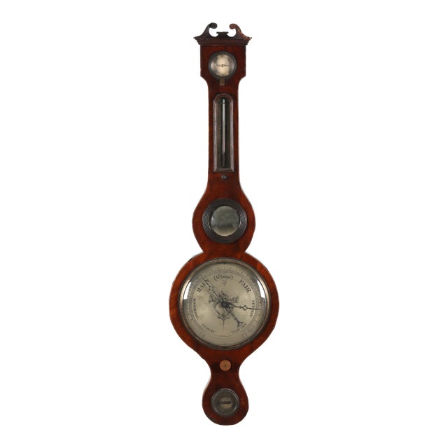 Antique 19th Century English Mahogany Wheel Barometer For Sale