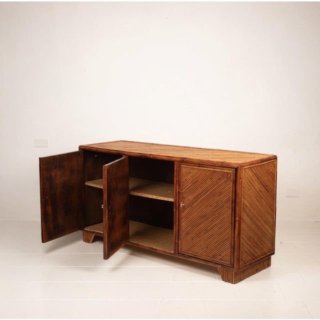 Wood Southern Nurseries Rattan Sideboard from Vivai Del Sud, 1970 For Sale - Image 7 of 18