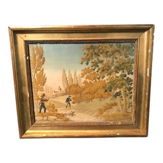 French 19th Century "Fil De Soie" - Silk Embroidery For Sale