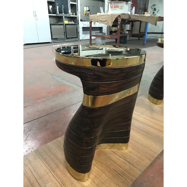 "Matita" Coffee Table With Bronze and Wood, Handcrafted, Bizimyer Furniture, Istanbul For Sale - Image 9 of 17