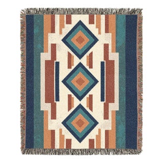 Southwestern Geometric Woven Throw Blanket – 60 × 50 For Sale