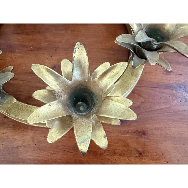 Wood Vintage Brass Pineapple Candle Holder For Sale - Image 7 of 9
