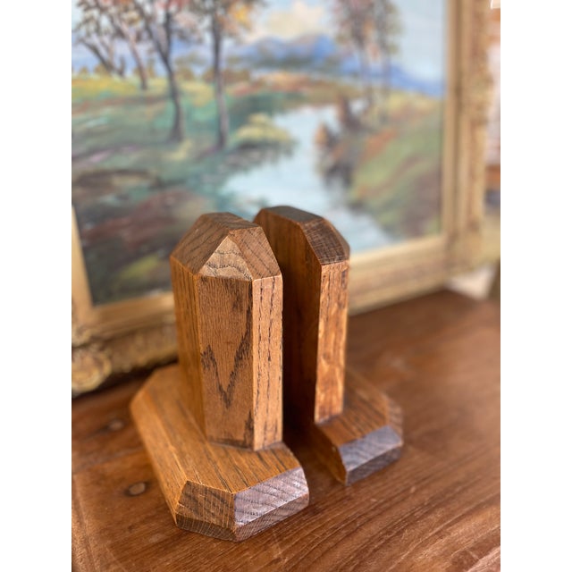 Vintage Handcrafted Bookends With Faceted Beveled Design, Possibly 1980s American Studio Craft For Sale - Image 4 of 11
