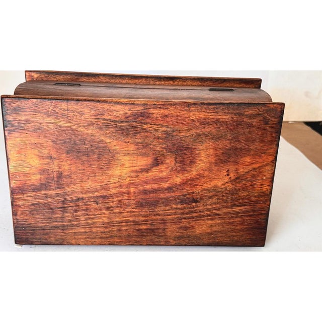 French Wooden Box with Geometric Floral Ceramic Inlay, 1950s For Sale - Image 13 of 15