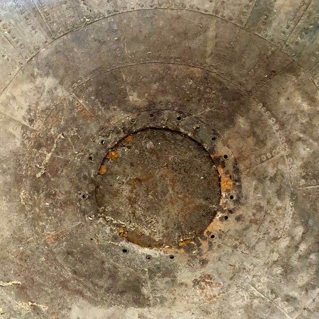 20th Century Steel Riveted Indian Grain Scale Vessel or Pot For Sale - Image 15 of 17