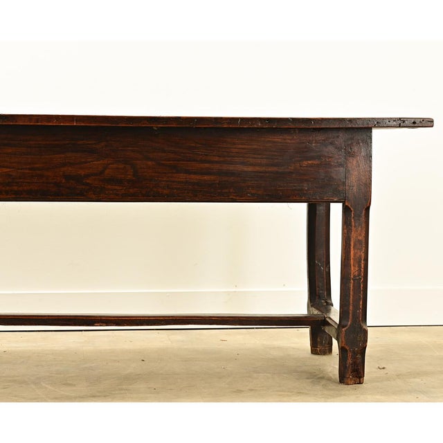 19th Century French 19th Century Solid Oak Farm Table For Sale - Image 5 of 12