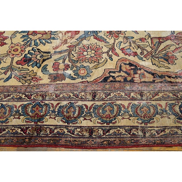 1890s Ivory Medallion Traditional Antique Antique Kerman Lavar Rug 7'9" X 11'9 Handknotted Wool Carpet For Sale - Image 4 of 6