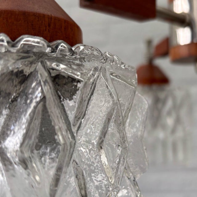 Scandinavian Ceiling Lamp in Teak with Chrome Steel and Glass, Sweden, 1950s For Sale - Image 9 of 10