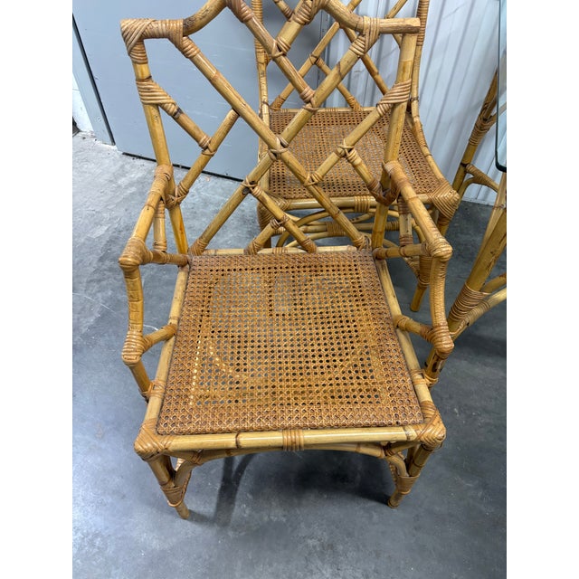 Mid 20th Century Vintage Palm Beach Chic Bamboo & Rattan Dining Set For Sale - Image 5 of 11