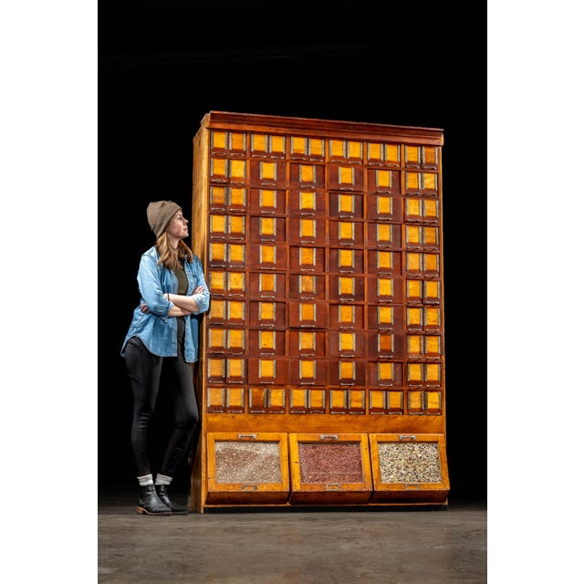 American Massive Antique Maple Dry Goods Cabinet For Sale - Image 3 of 18