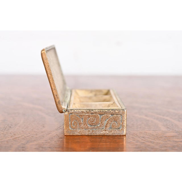 Tiffany Studios New York Zodiac Bronze Doré Stamp Box For Sale - Image 10 of 12