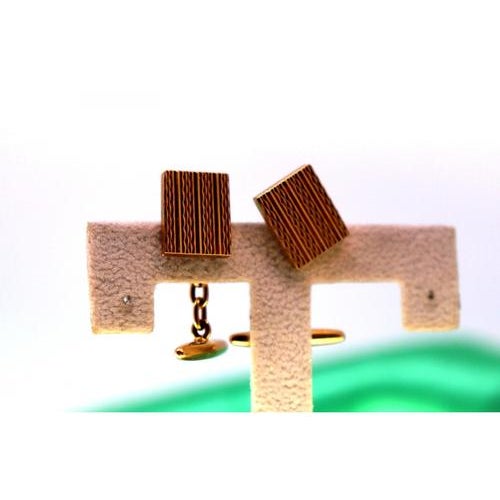 Gold Cufflinks with Guilloche Bands, Set of 2 For Sale - Image 3 of 6