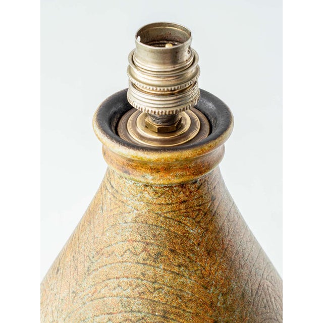 Ceramic French Modern Organic Sgraffito Ceramic Table Lamp from La Grange aux Potiers, France, 1960s For Sale - Image 7 of 17