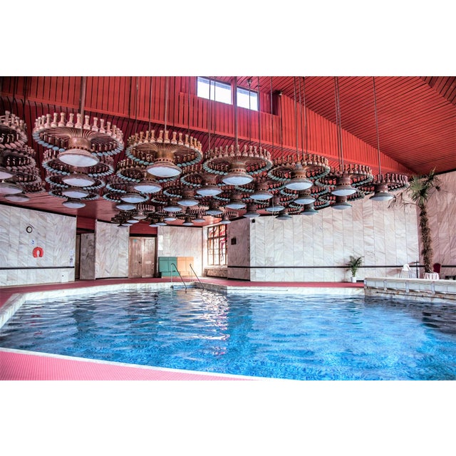 Brutalist Aluminium Ceiling Light with Handmade Textured Glass, 1980 For Sale - Image 13 of 14