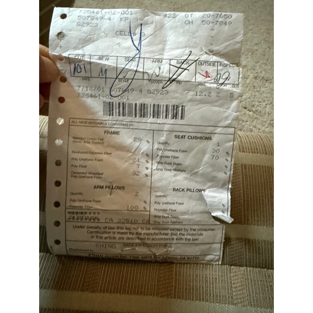 Textile Ethan Allen Chair and Ottoman For Sale - Image 7 of 7