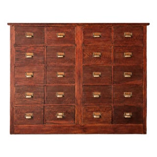 Large 20th Century Italian Chestnut Archive Chest with 20 Drawers, 1890s For Sale