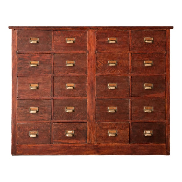 Large 20th Century Italian Chestnut Archive Chest with 20 Drawers, 1890s For Sale