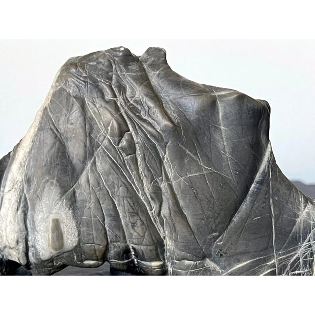 Wood Mid 19th Century Chinese Mountain Form Scholar Stone with Display Stand For Sale - Image 7 of 13