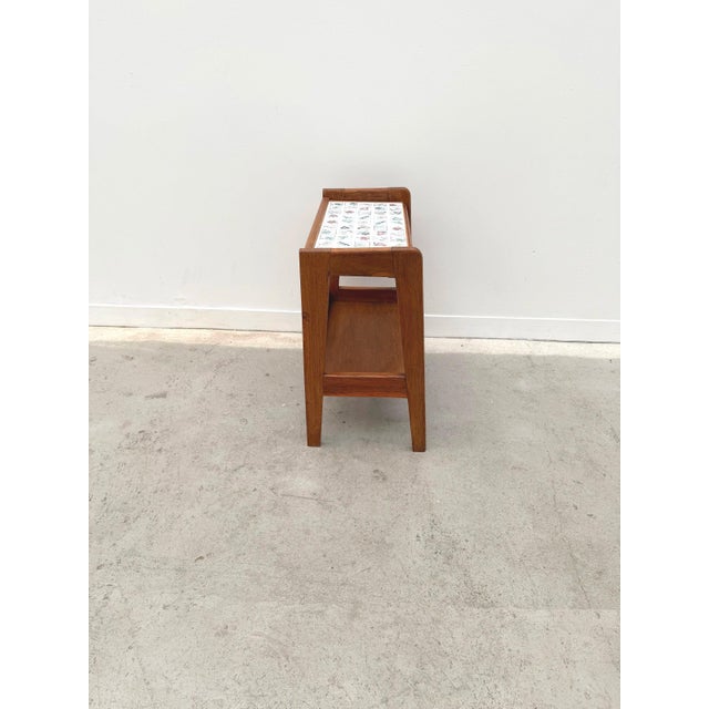 Brown Side Table in Wood and Ceramic, France, 1950 For Sale - Image 8 of 9