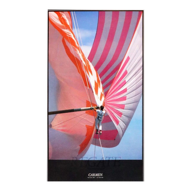 1989 Italian Sailing Poster, Carmen, Porto Cervo, Franco Pace For Sale