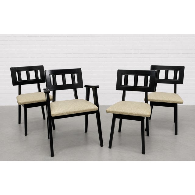 Ebonized Mid Century Modern Dining Chairs, C. 1950's, Set/4 For Sale - Image 10 of 12