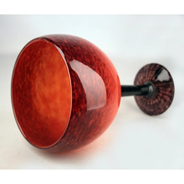 Scarlet Early 20th Century Art Déco French Art Glass Footed Vase by German Artist Charles Schneider For Sale - Image 8 of 11