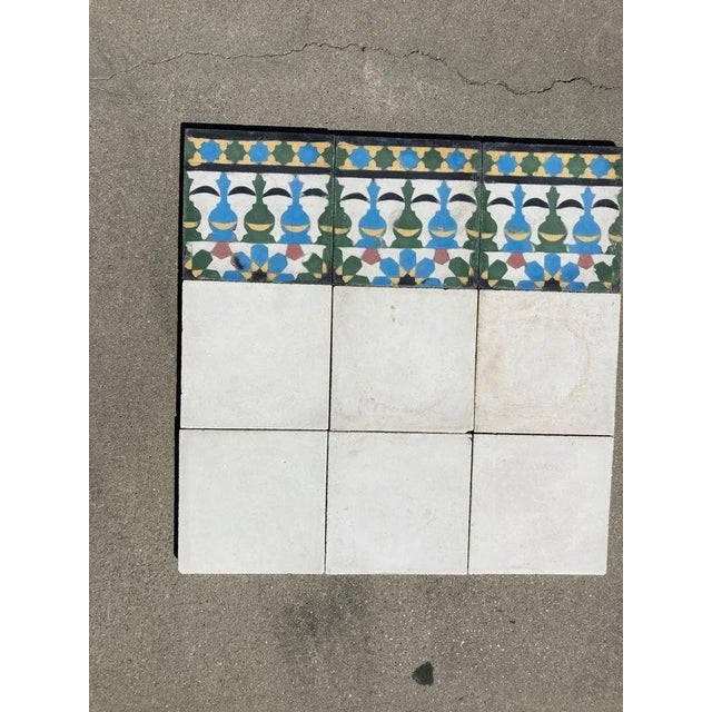 Moroccan Encaustic Cement Tile Border With Moorish Fez Design For Sale In Palm Springs - Image 6 of 13