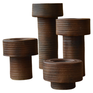 Tall Cylinder Vases in Earth Tones, Set of 3